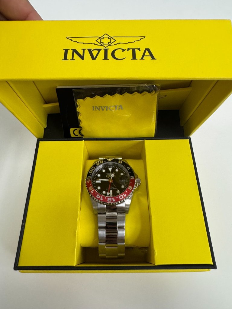 Invicta Mens Pro Diver Stainless Steel Watch With Red  Black Bezel Water Resist
